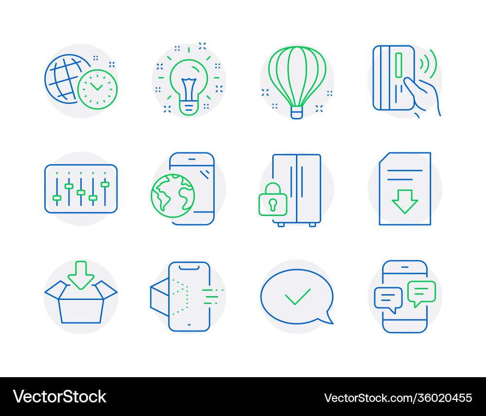 Technology icons set included icon as idea get Vector Image