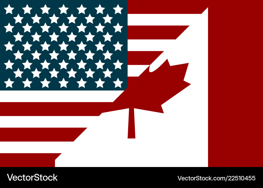 Usa and canada flags in flat style Royalty Free Vector Image