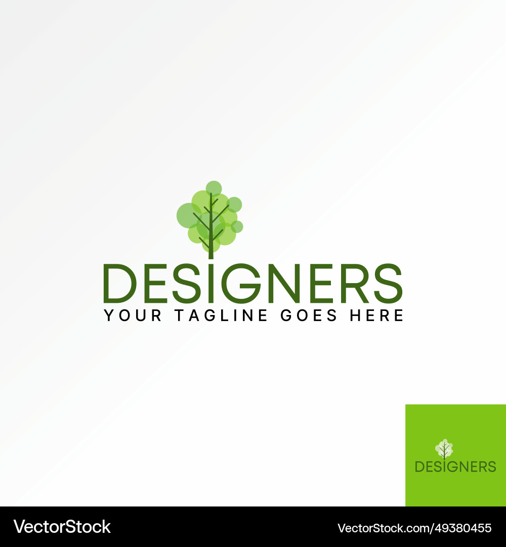 Word designers or i font with simple tree Word designers or i font with simple tree vector image