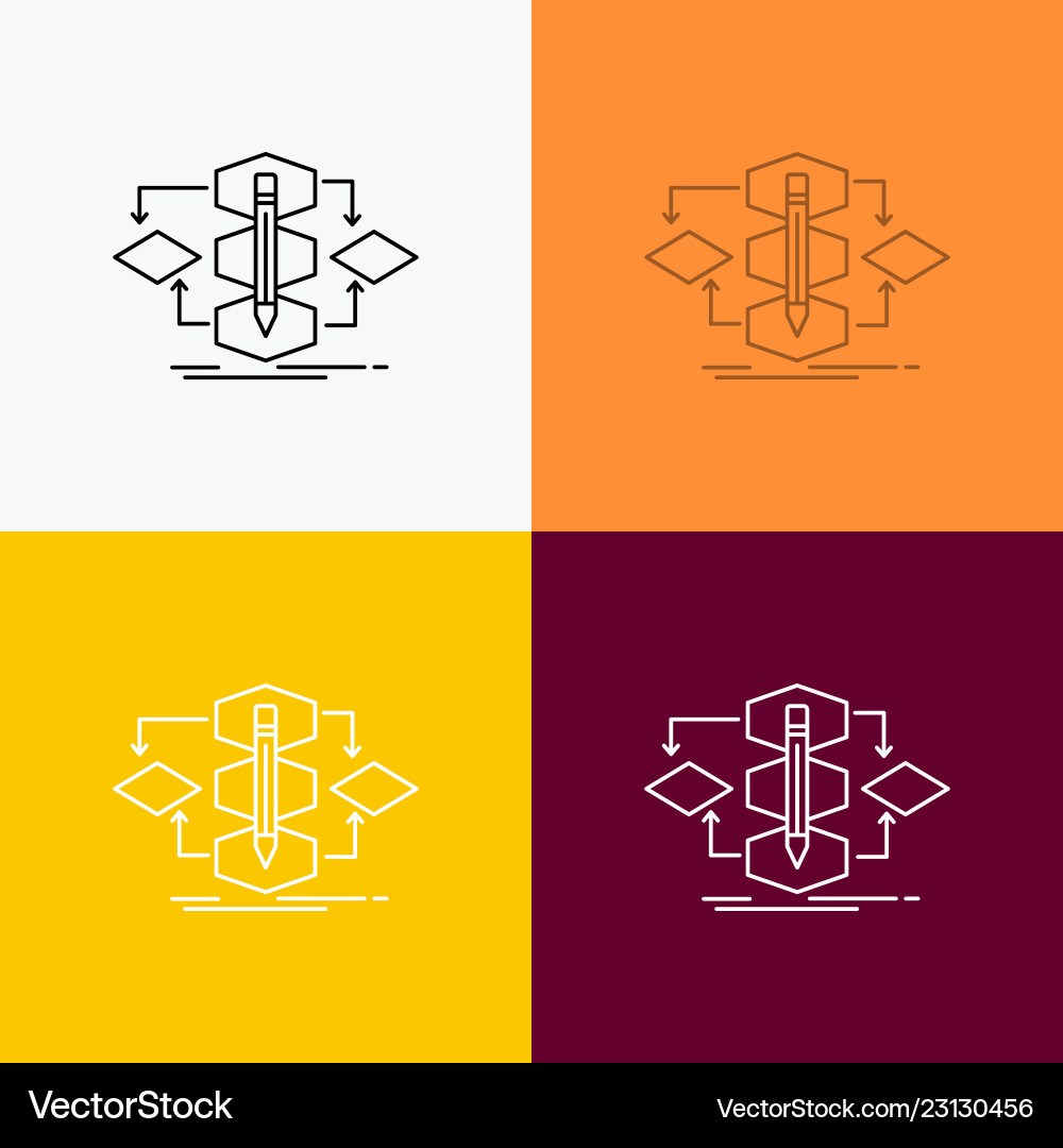 Algorithm design method model process icon over Algorithm design method model process icon over vector image