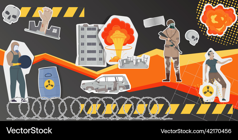 Apocalypse collage flat Royalty Free Vector Image