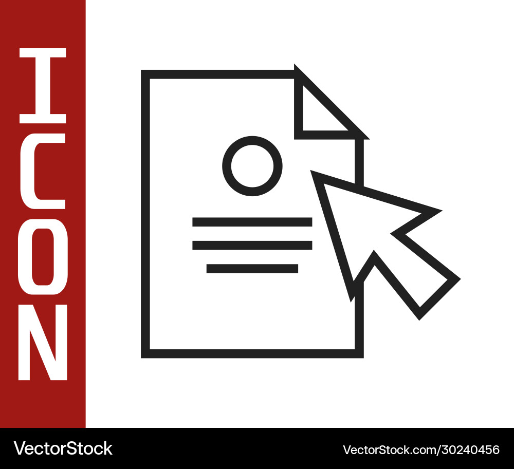 Black line document and cursor icon isolated Black line document and cursor icon isolated vector image