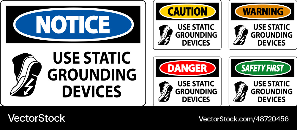 Caution sign use static grounding devices Caution sign use static grounding devices vector image