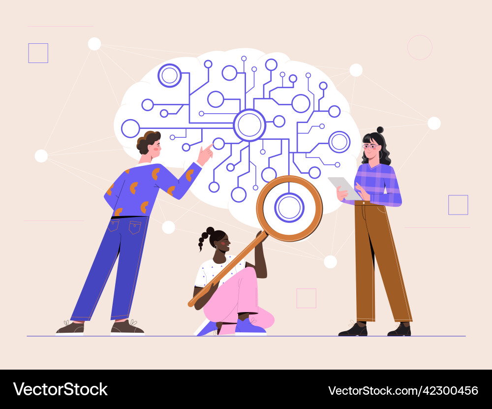 Deep learning neural network connection research Deep learning neural network connection research vector image