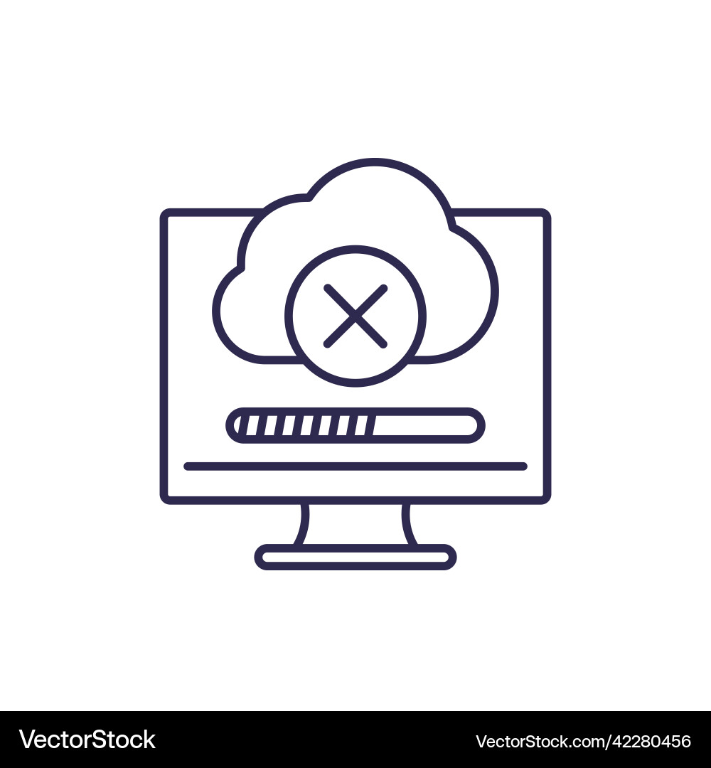 Delete data in cloud line icon Vector Image