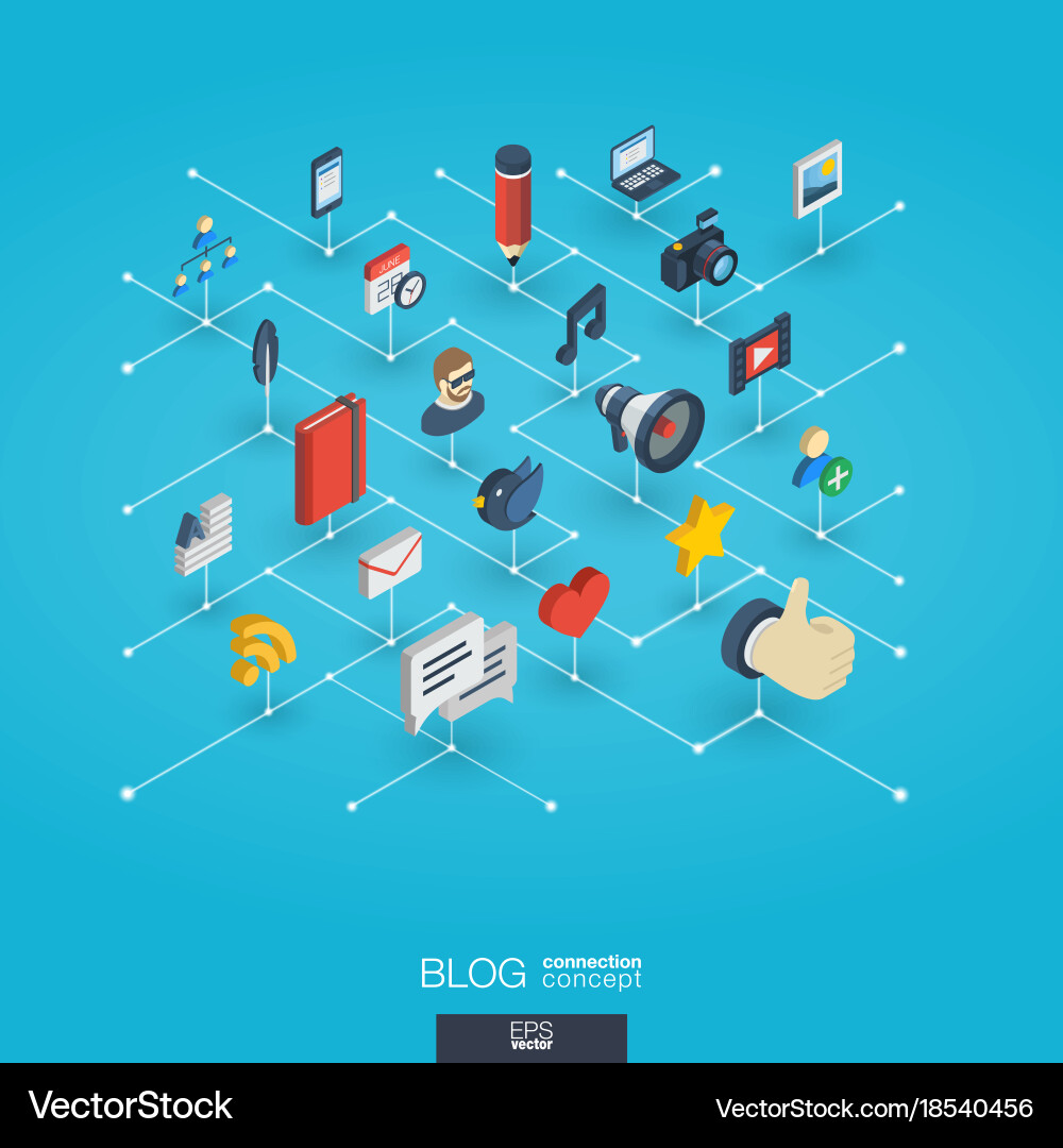 Digital Network Web Icons - Isometric Vector Image