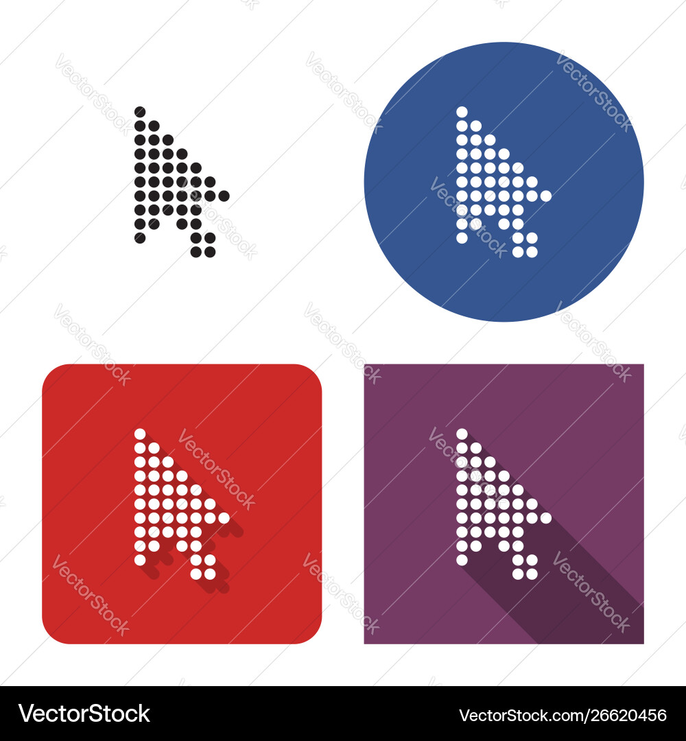 Dotted icon pointer arrow in four variants Dotted icon pointer arrow in four variants vector image