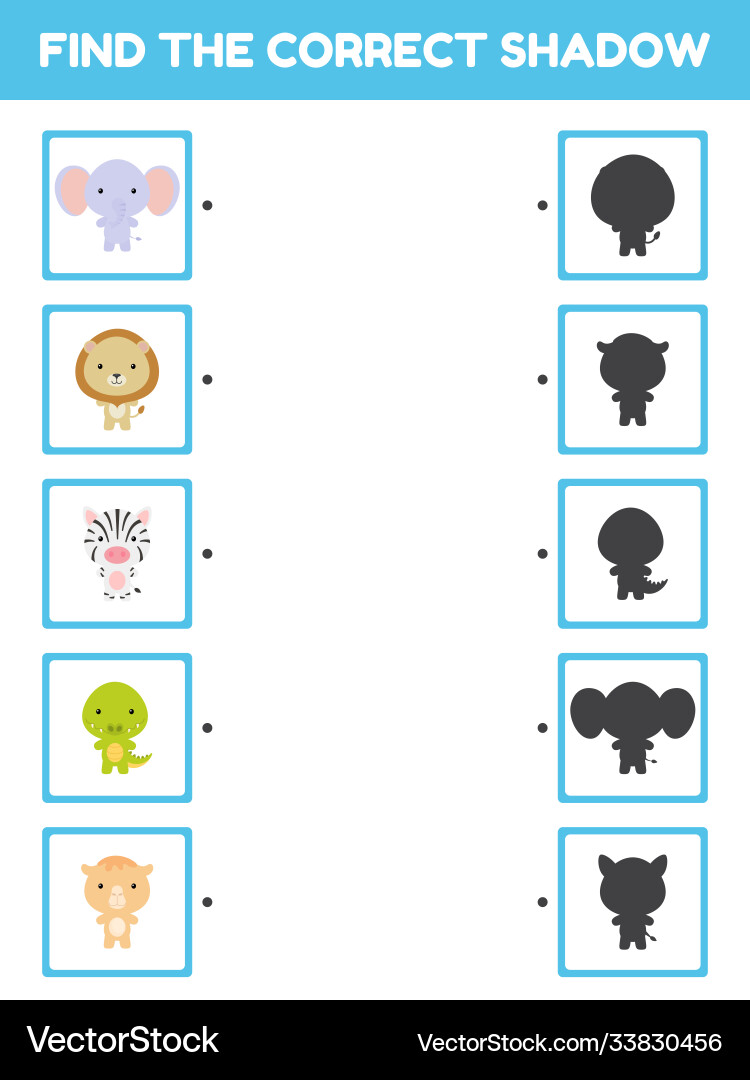 Game template find correct shadow matching vector image