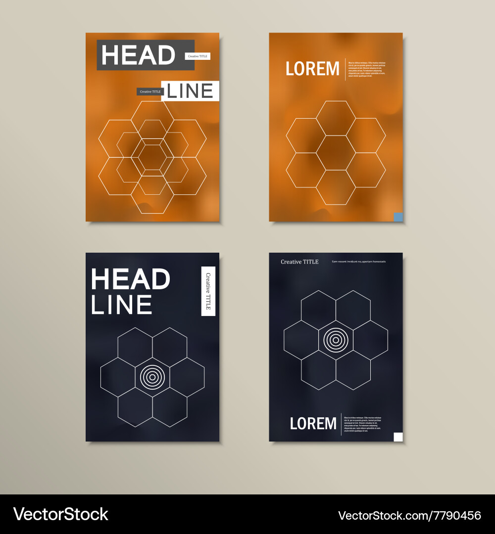 Geometric hexagon pattern design set vector image