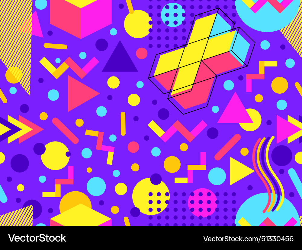 Geometric seamless pattern with memphis elements Geometric seamless pattern with memphis elements vector image