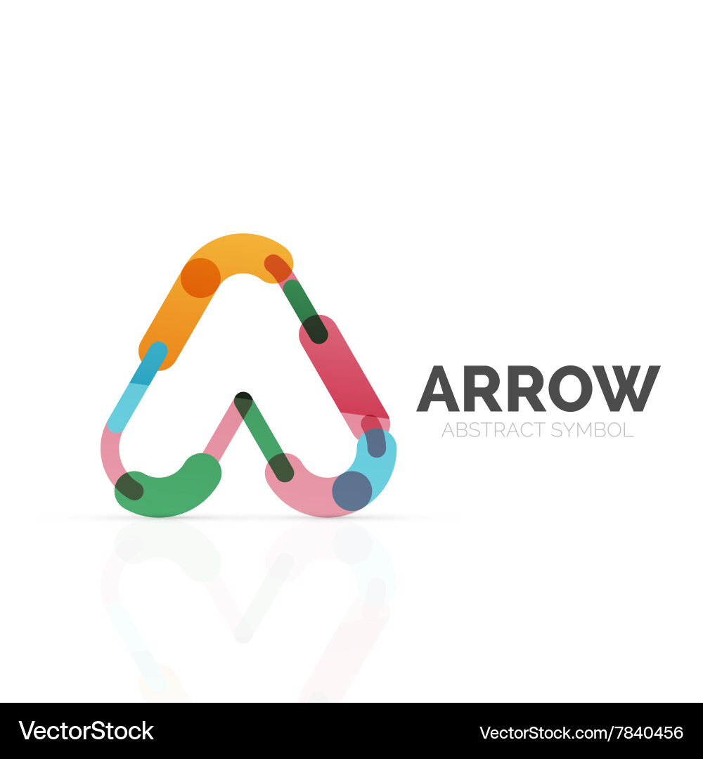 Linear arrow abstract logo connected multicolored vector image