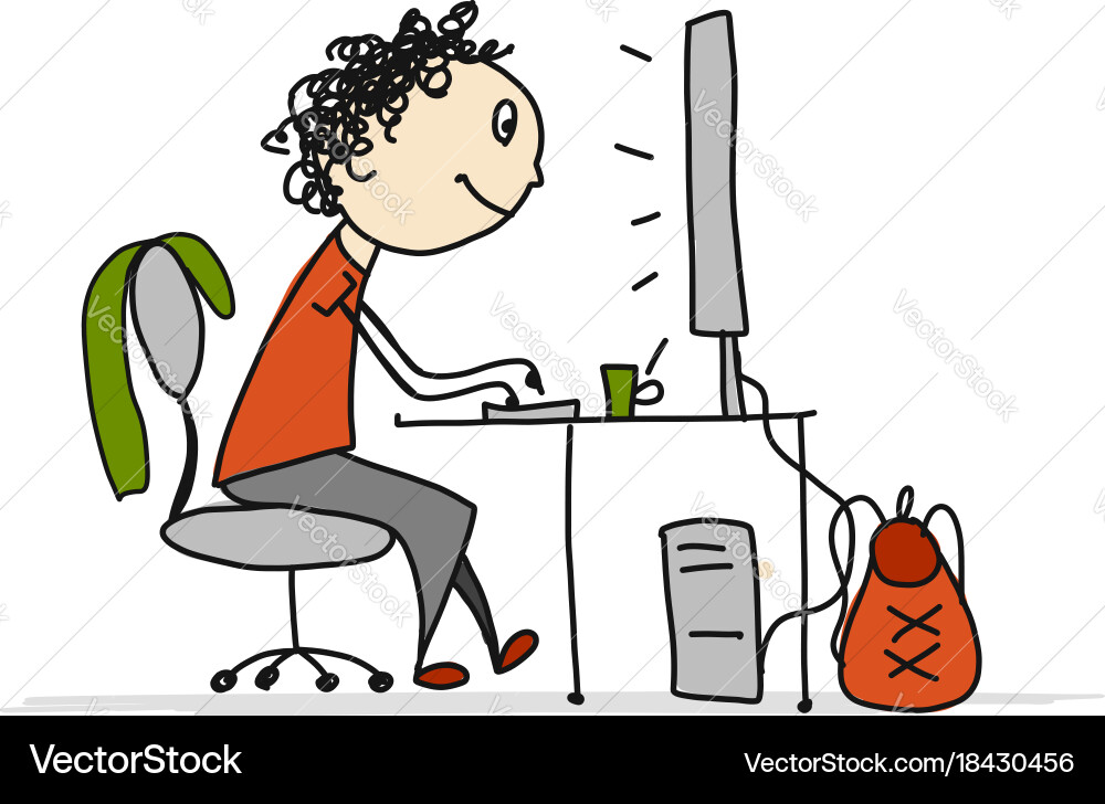 Man at work sketch for your design Vector Image