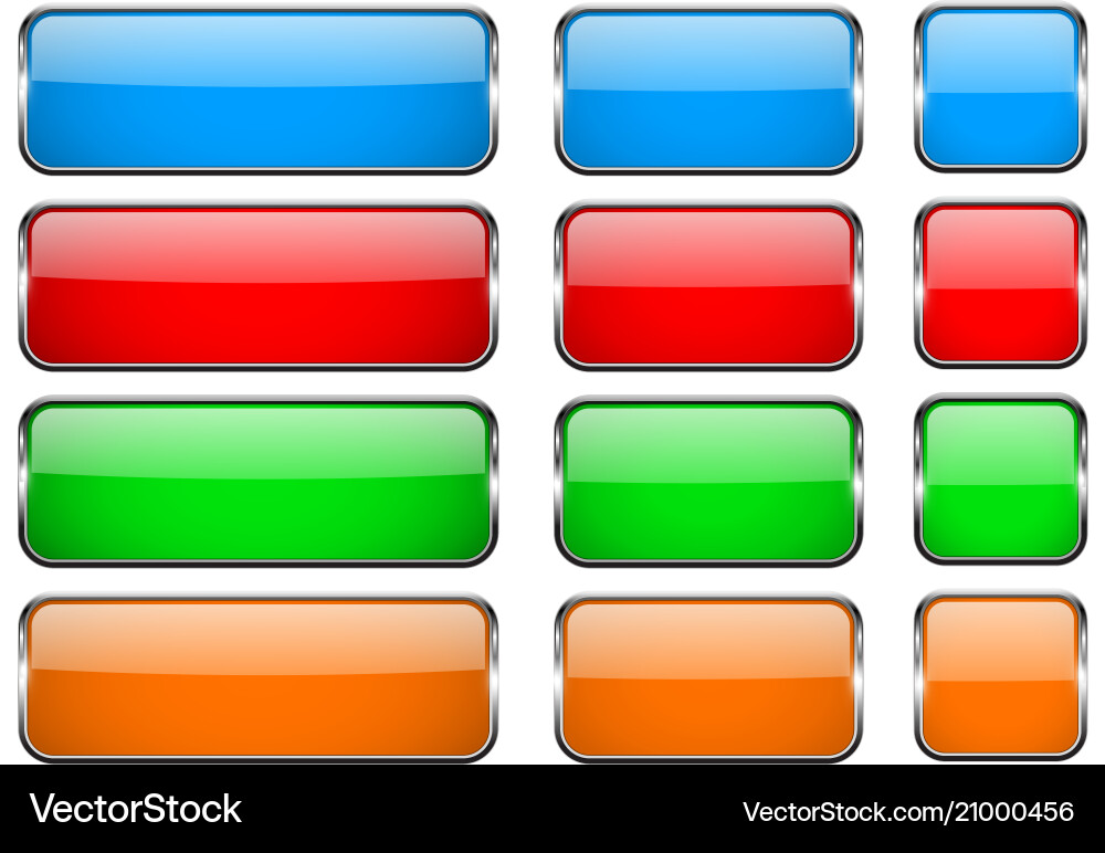 Modern Glass Buttons with Metal Frames vector image