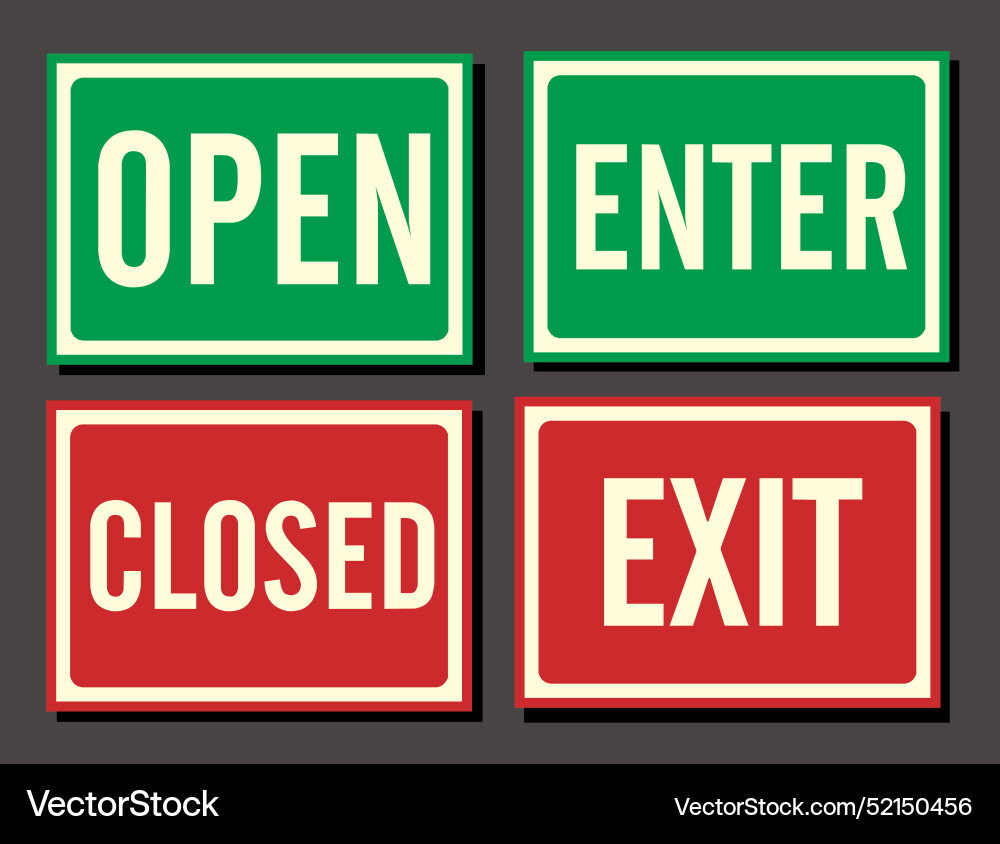 Open enter closed exit on black background vector image