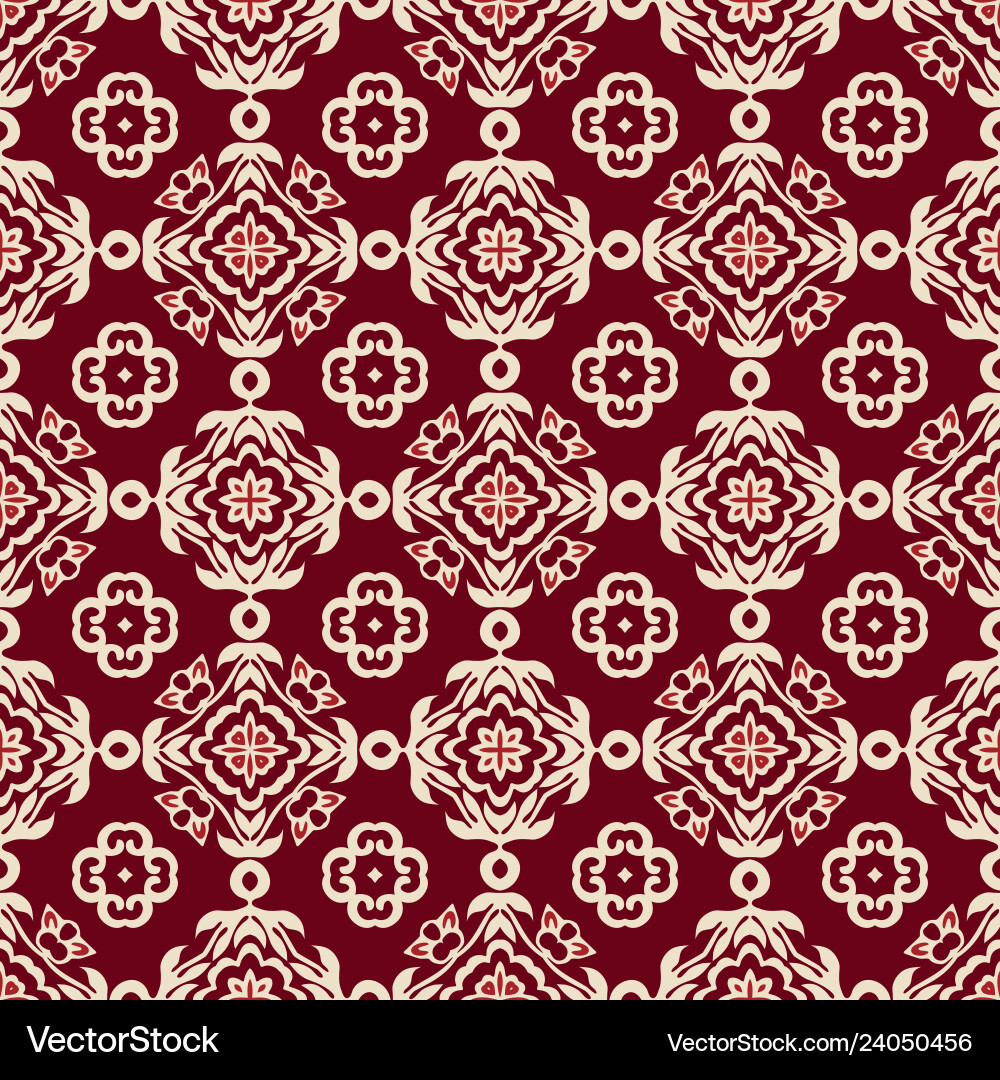 Red damask seamless tiled motif pattern Red damask seamless tiled motif pattern vector image