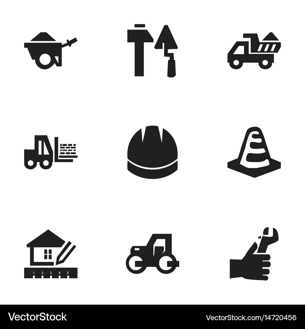 Set of 9 editable building icons includes symbols vector image