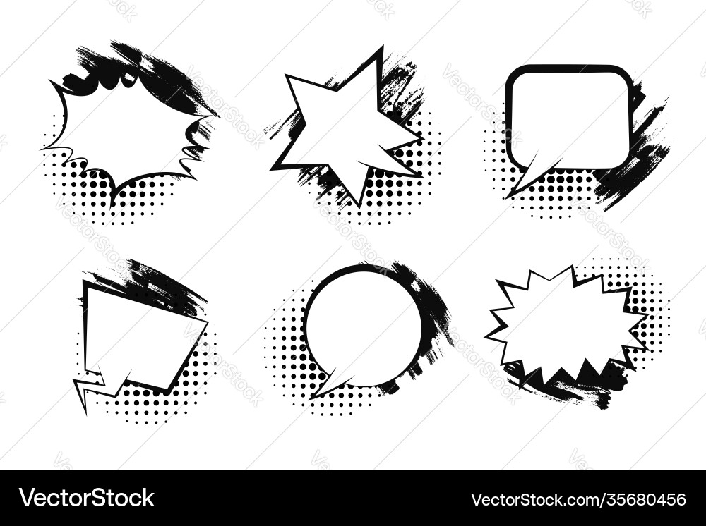 Set retro speech bubbles with textured shadows Set retro speech bubbles with textured shadows vector image
