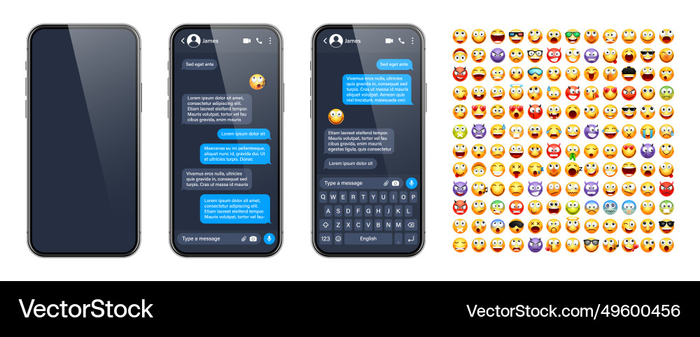 Smartphone messaging app user interface Smartphone messaging app user interface vector image