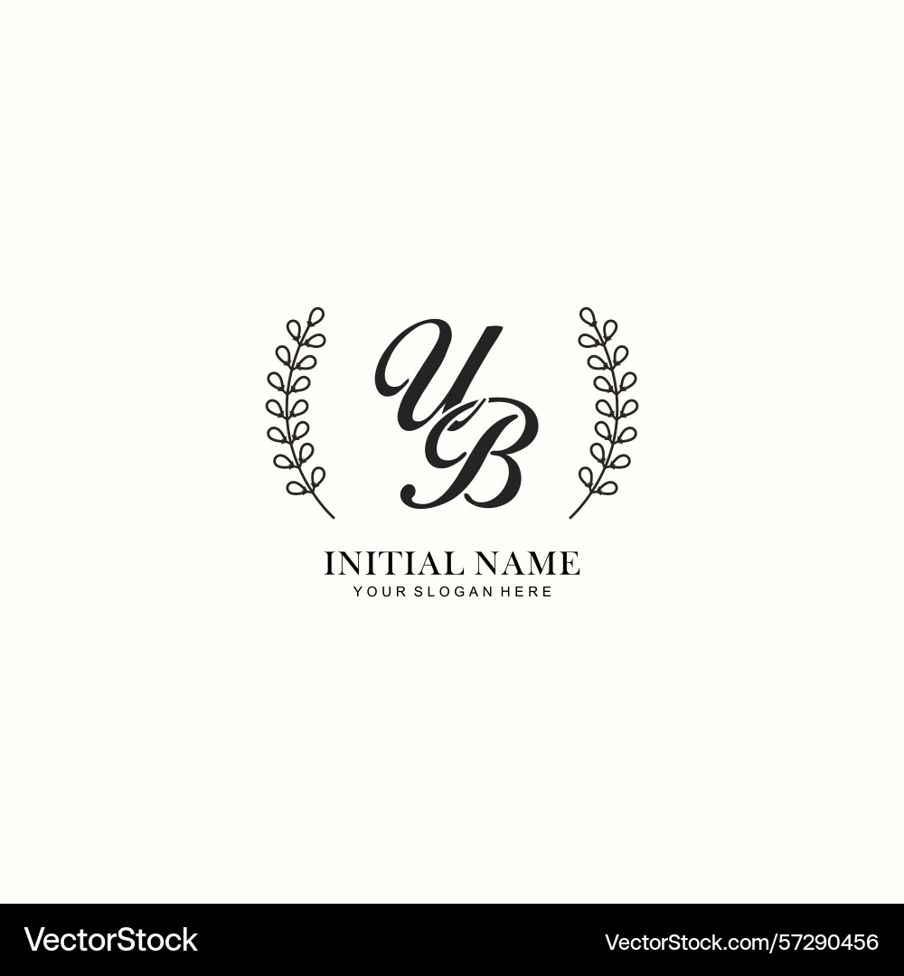 Ub initial logo templates with botanical elements Vector Image