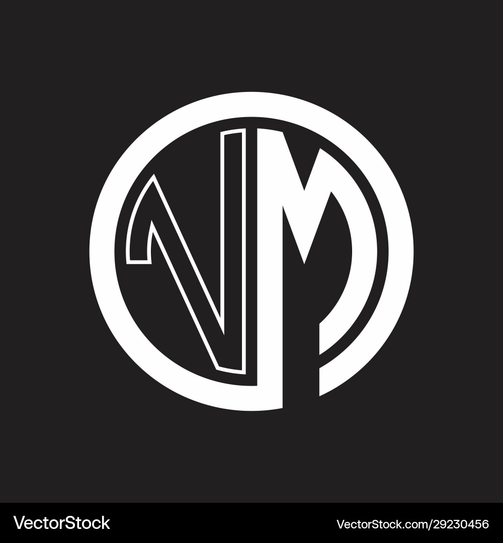 Vm logo with circle rounded negative space design Vector Image