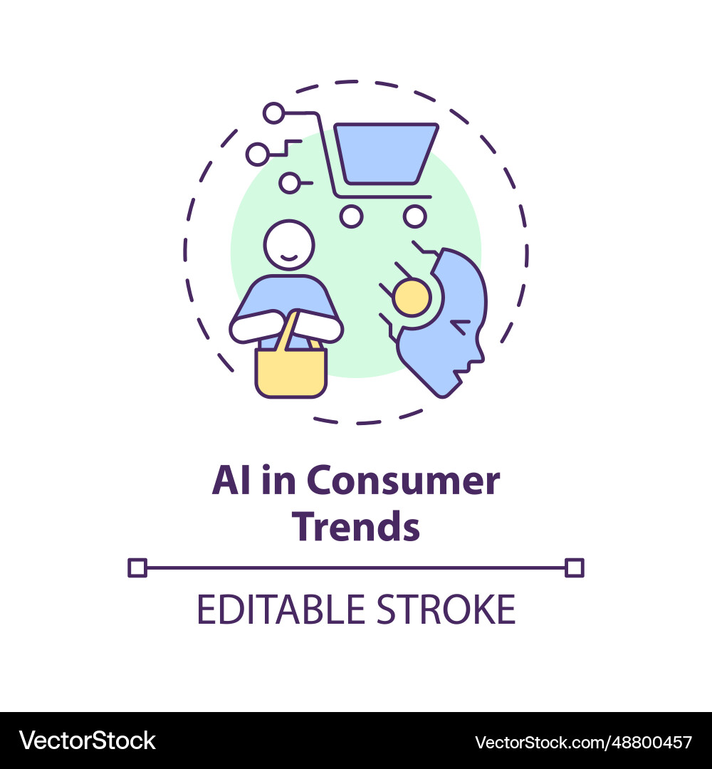 2d colorful thin linear icon ai in consumer 2d colorful thin linear icon ai in consumer vector image