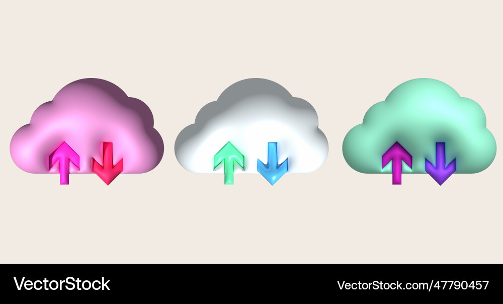 3d icon upload data cloud system loading 3d icon upload data cloud system loading vector image