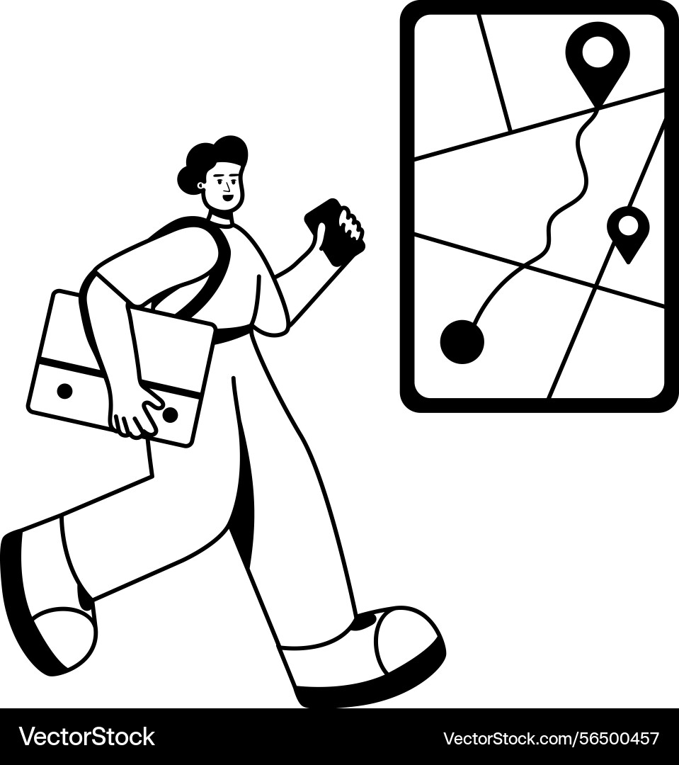 A character finding delivery location vector image