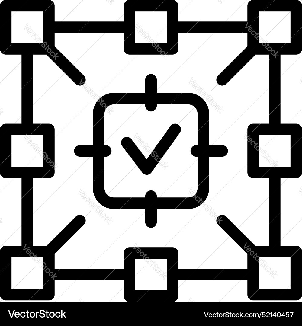 Blockchain network showing validation with check Blockchain network showing validation with check vector image