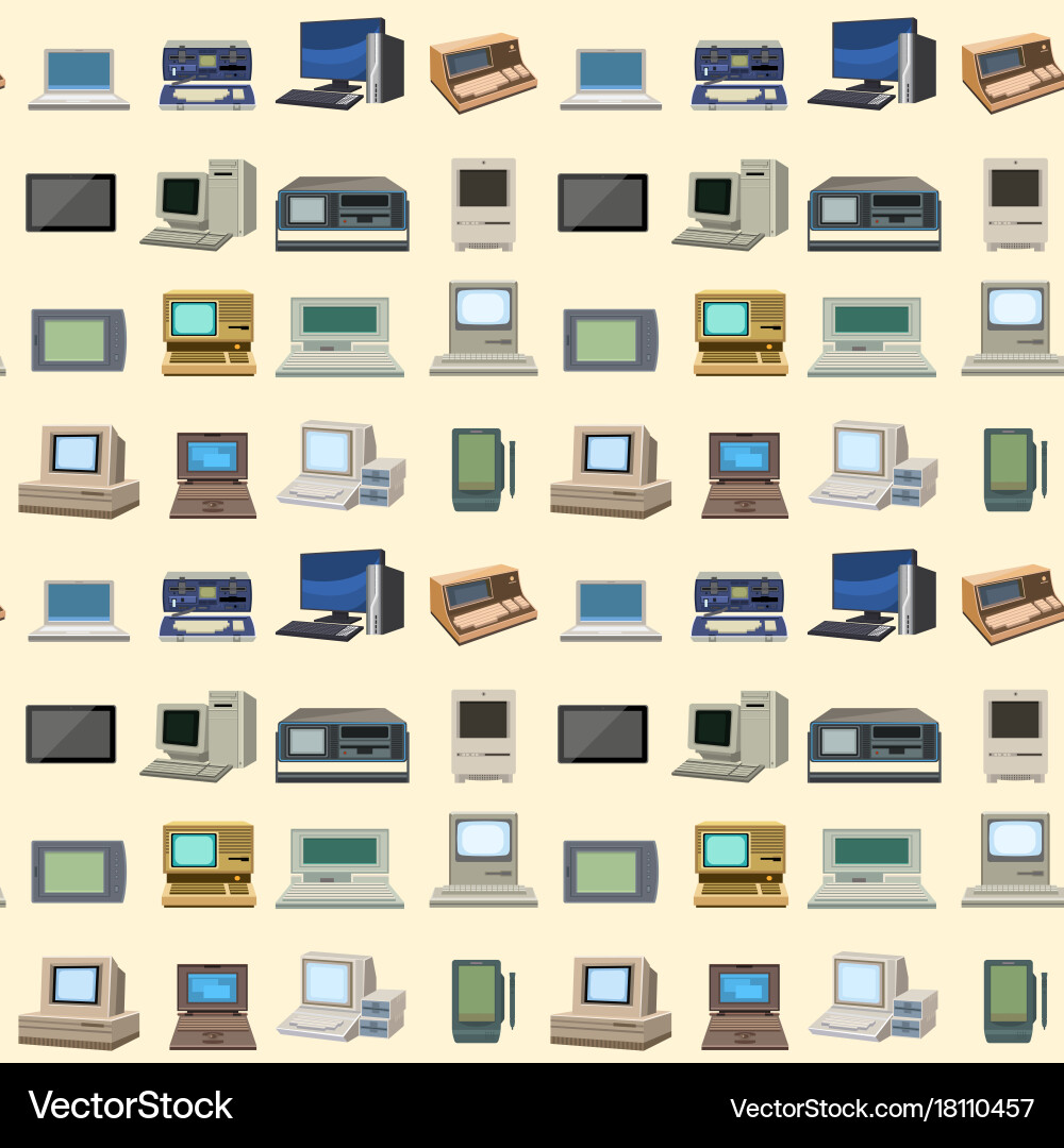 Computer technology evolution display Royalty Free Vector