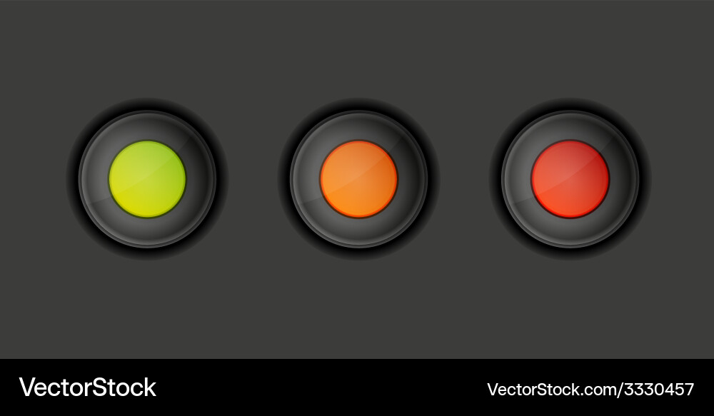 Dark buttons with green orange and red color Vector Image