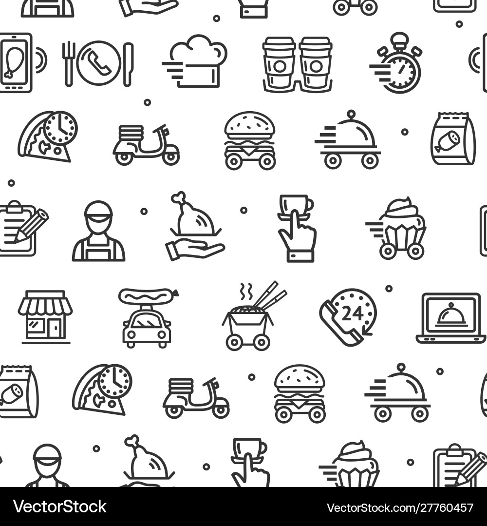 Food delivery service signs seamless pattern vector image