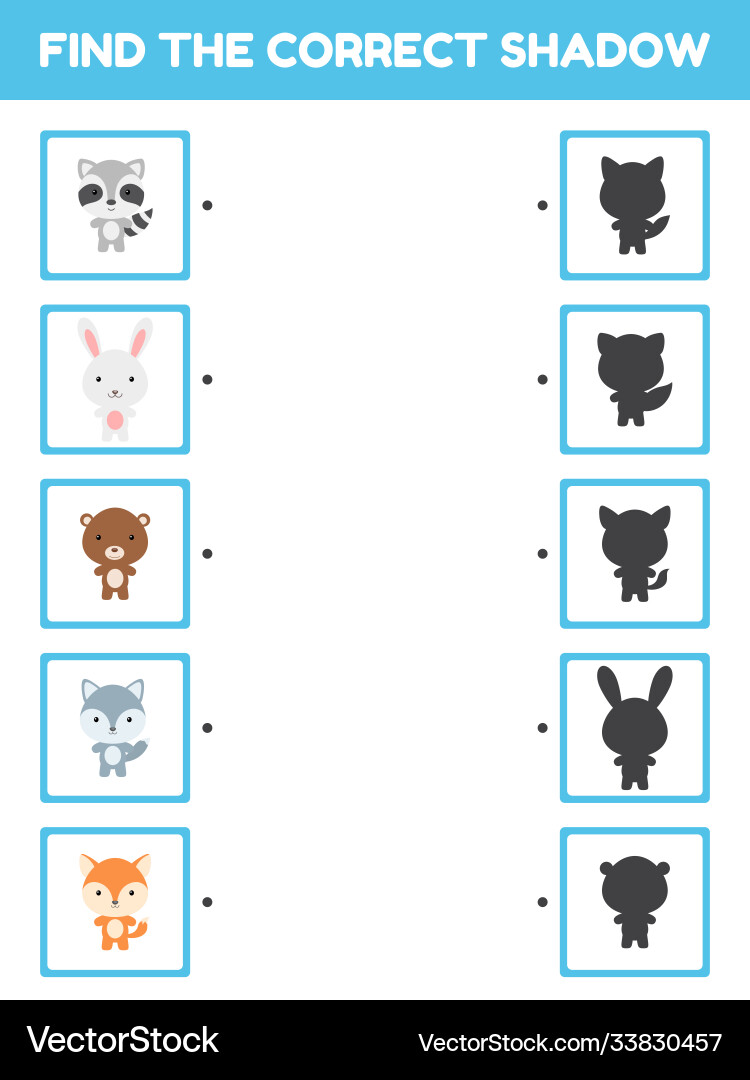 Game template find correct shadow matching Game template find correct shadow matching vector image
