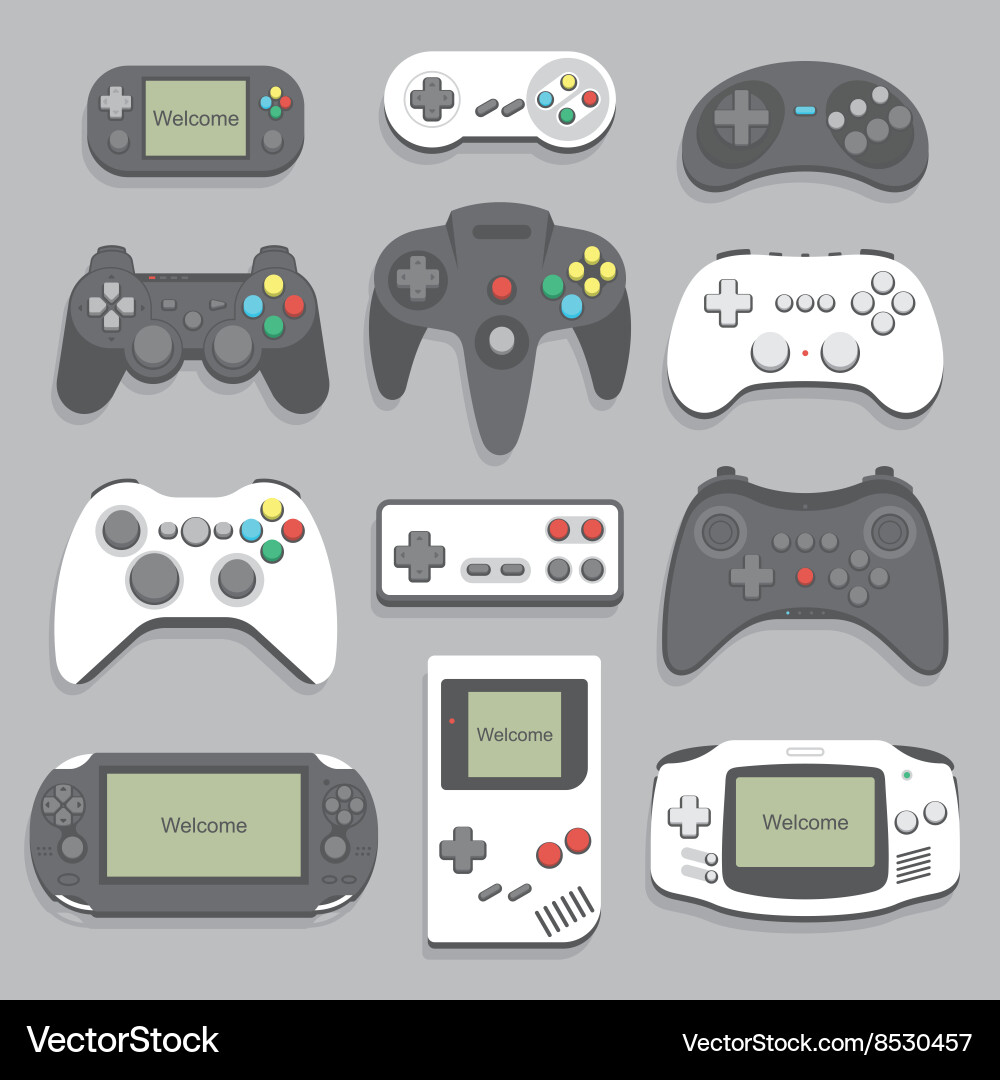 Gamepad Icon Set - Joystick & Controller vector image