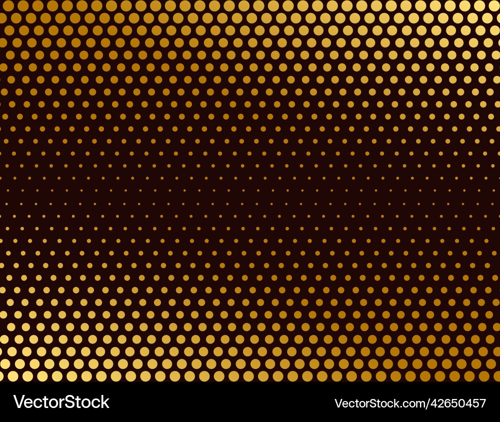 Golden halftone background gold dots on black vector image