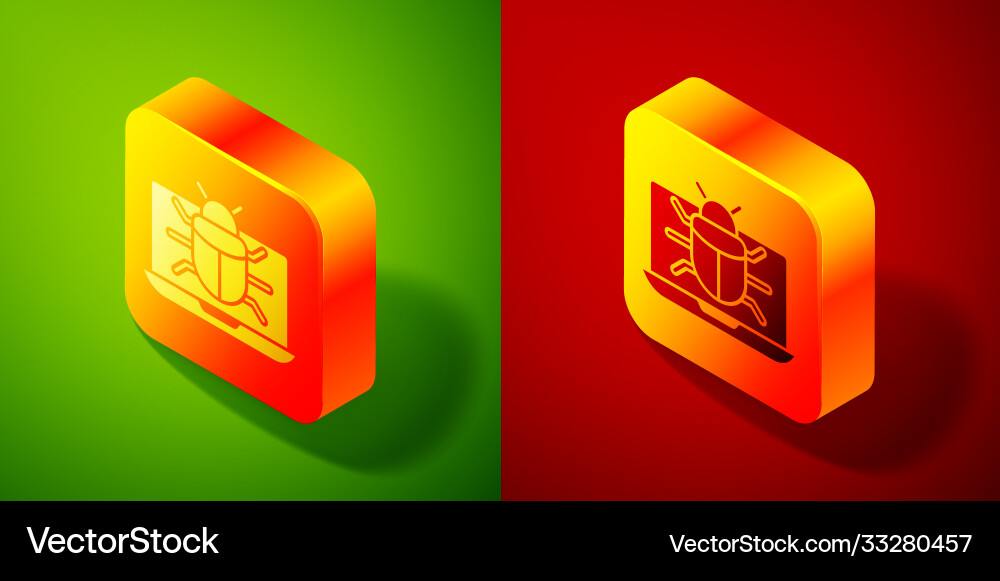 Isometric system bug on monitor icon isolated Isometric system bug on monitor icon isolated vector image