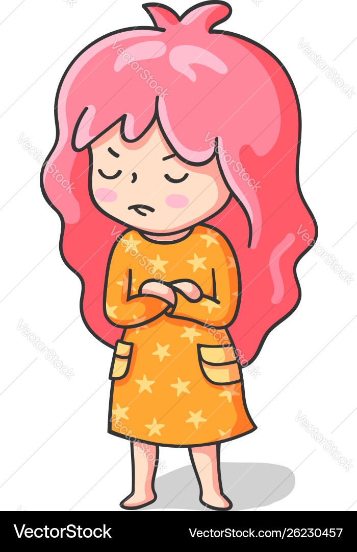 Offended Mädchen Arme gefaltet niedlichen Cartoon Charakter Offended Mädchen Arme gefaltet niedlichen Cartoon Charakter vektorbild