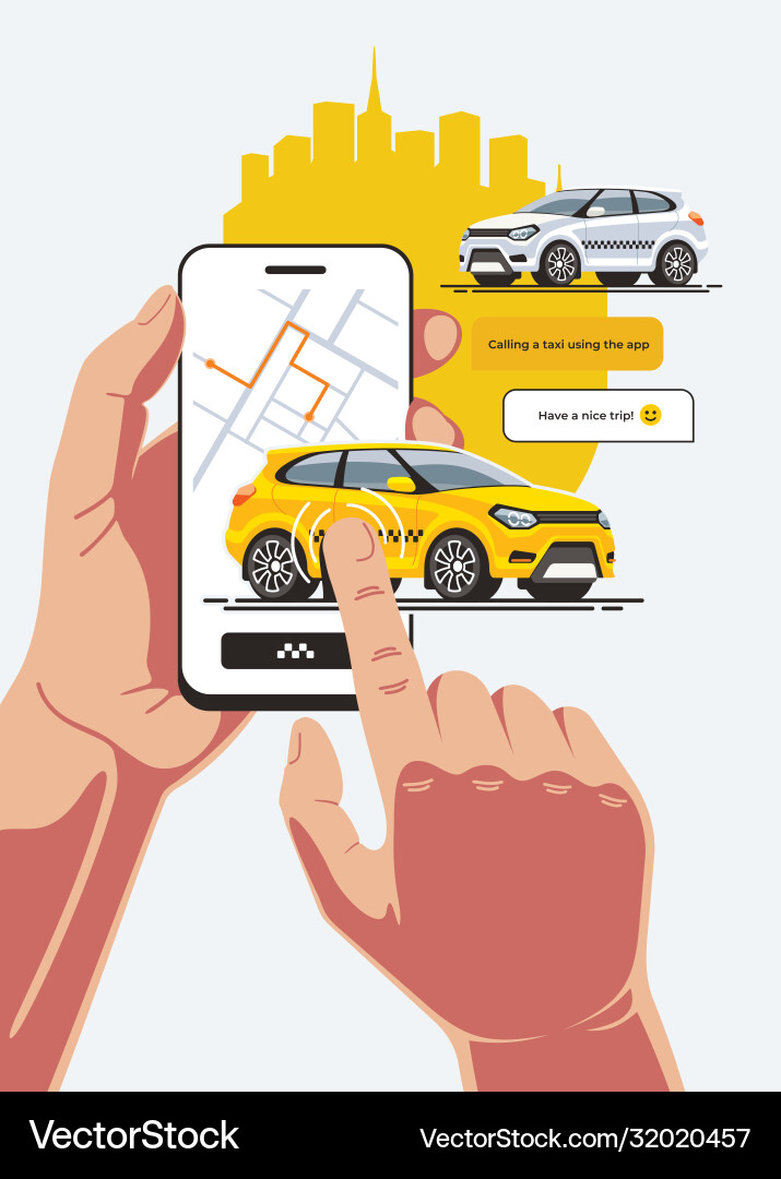 Order taxi using smartphone application vector image