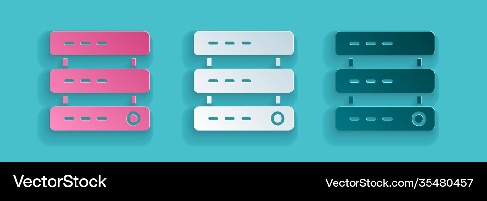 Paper cut server data web hosting icon isolated vector image