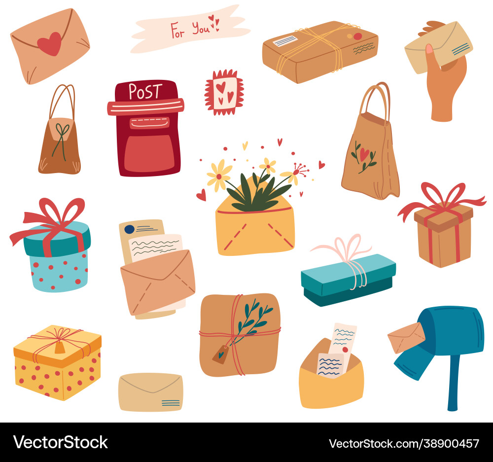 Postsendungen Postpakete Packs einstellen Postsendungen Postpakete Packs einstellen vektorbild