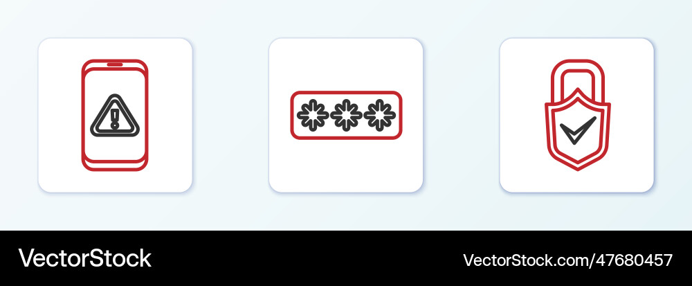 Set line lock and check mark mobile vector image