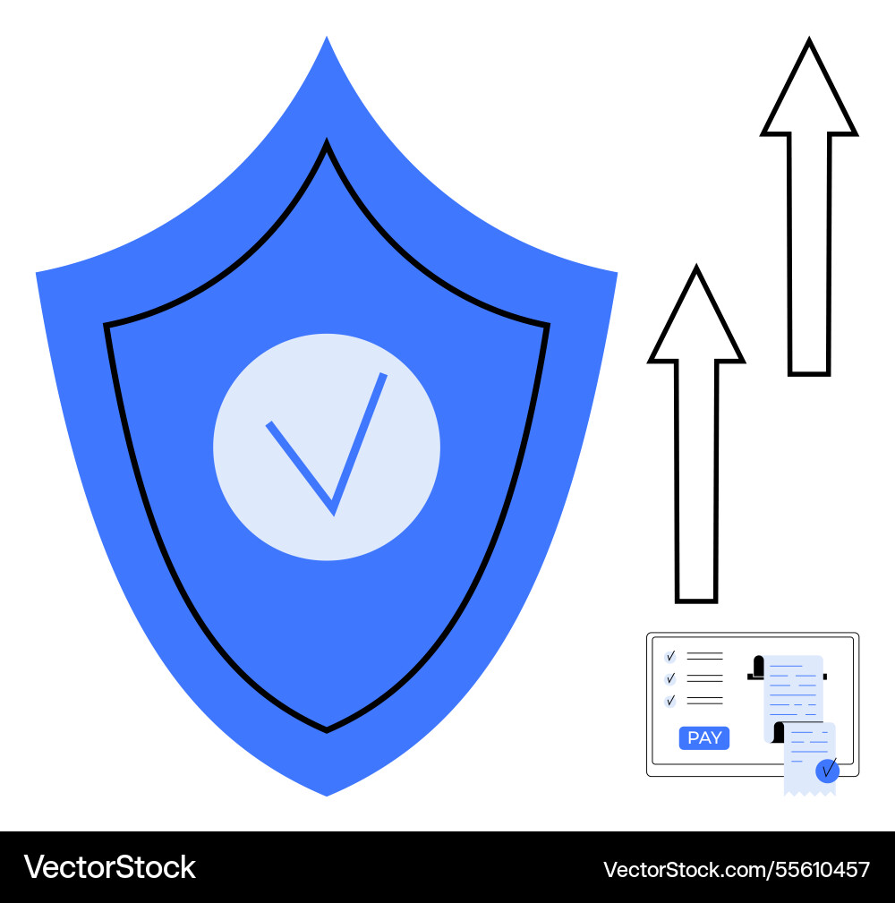 Shield with check mark representing security Shield with check mark representing security vector image