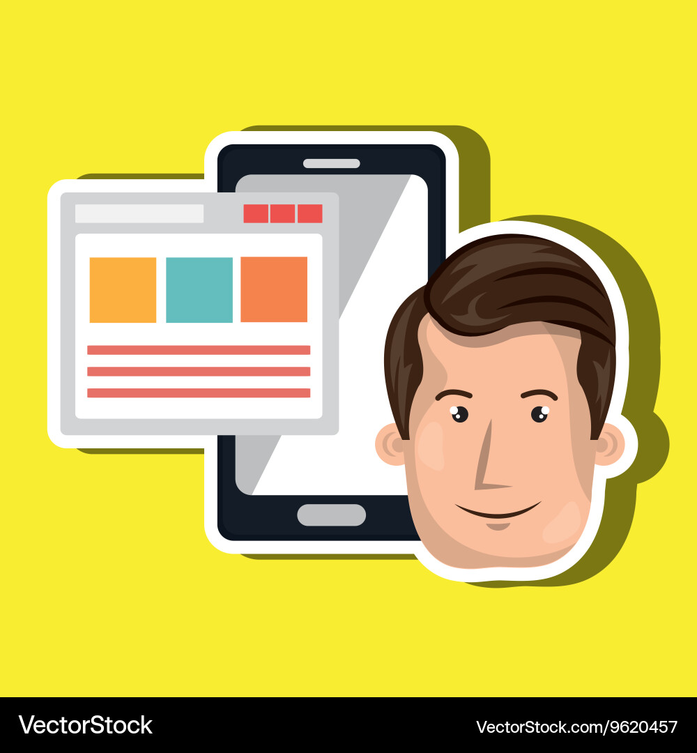Smartphone user with template isolated icon Vector Image