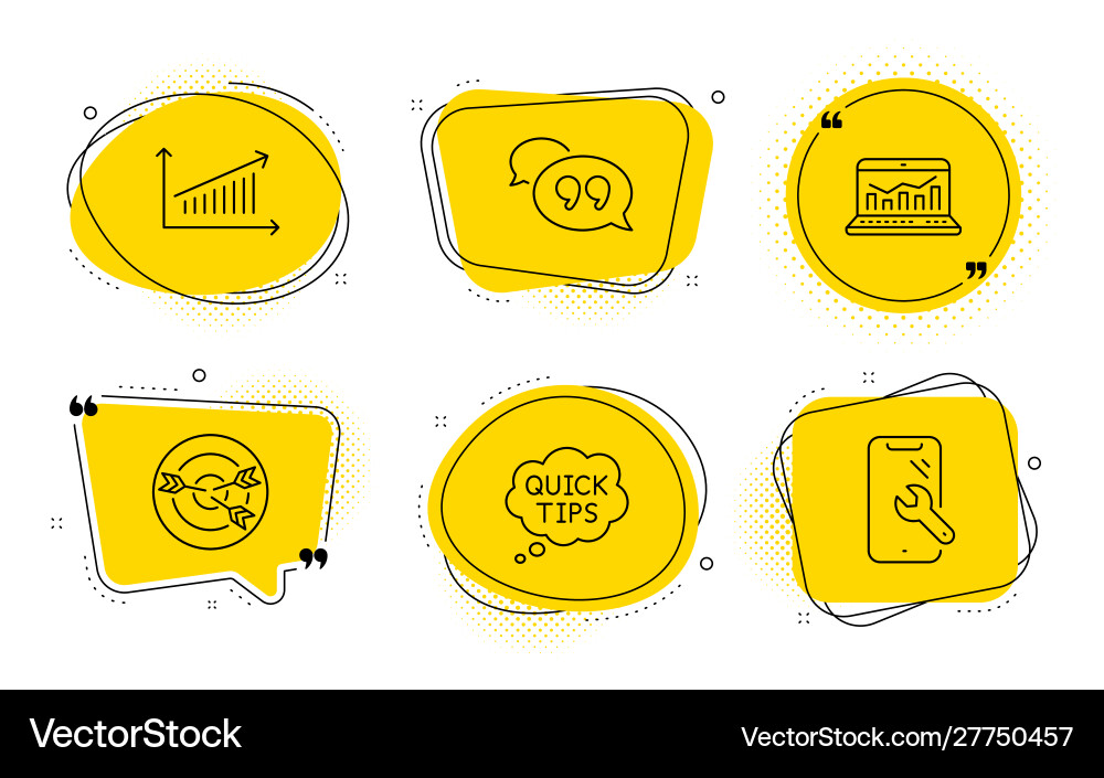 Targeting quick tips and chart icons set web Targeting quick tips and chart icons set web vector image