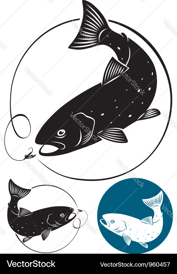 Trout Fish with Fishing Hook vector image