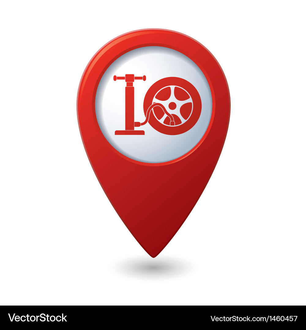 Wheel pump icon red map pointer vector image