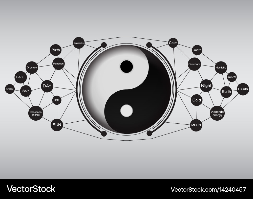 Yin yang with technology abstract background Vector Image