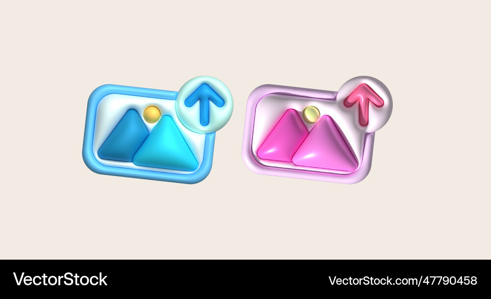 3D-Symbol hochladen Bilddaten laden Symbol 3D-Symbol hochladen Bilddaten laden Symbol vektorbild