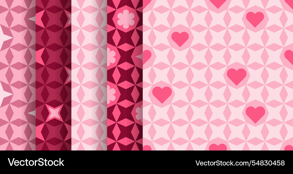 Abstract pink seamless patterns set Abstract pink seamless patterns set vector image