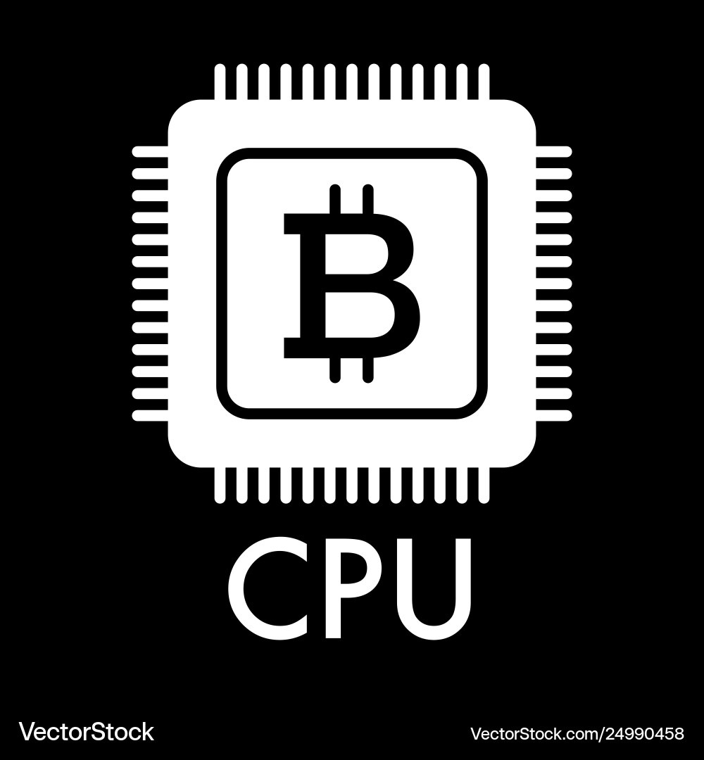 Bitcoin processor solid icon vector image