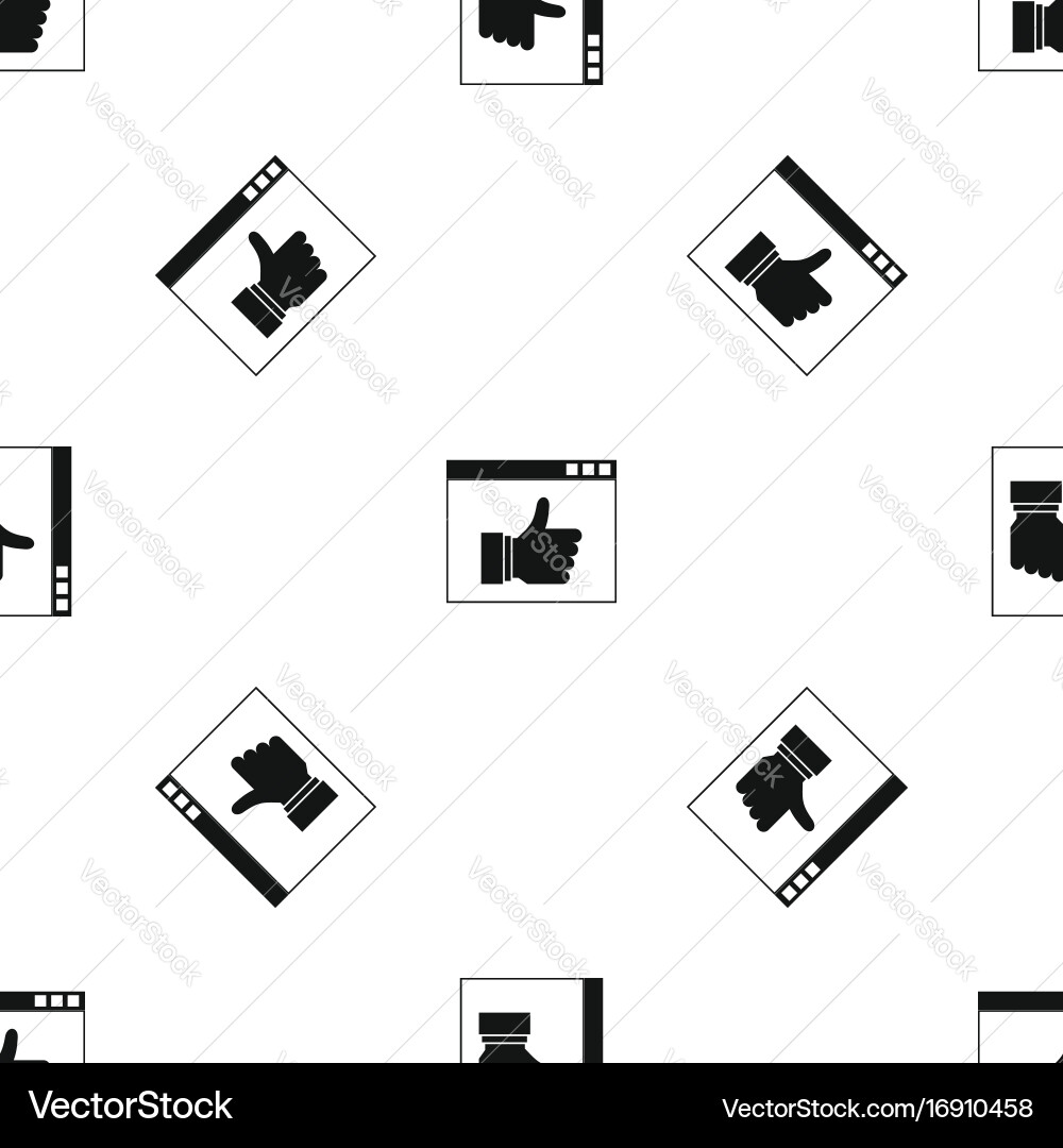 Hand with thumb up in browser pattern seamless Vector Image